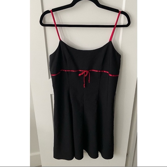 M Collection Dresses & Skirts - Vintage 90s Y2K Goth Grunge Black Mini Dress with Red Satin Bow